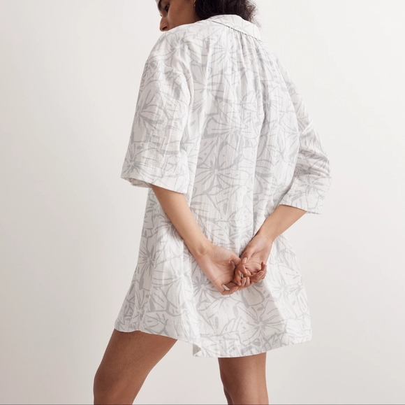 Madewell Lightspun Cover-up Mini Shirtdress - Size L - Picture 2 of 9